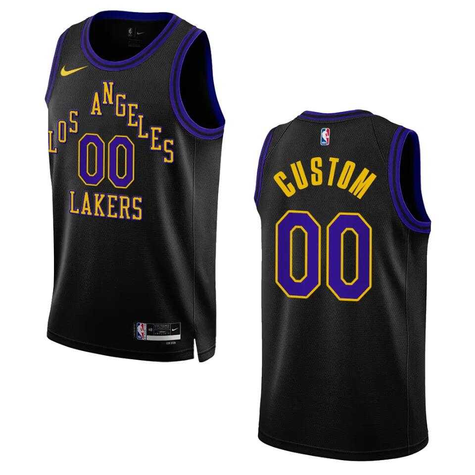 Mens Los Angeles Lakers Customized 2023-24 Black Swingman City Edition Stitched Basketball Jersey->customized nba jersey->Custom Jersey